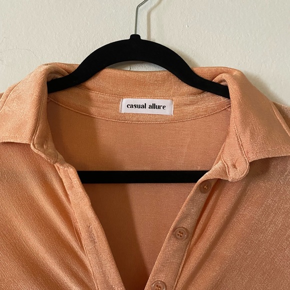 NWOT! Orange Slinky Button down Dress - Picture 4 of 4